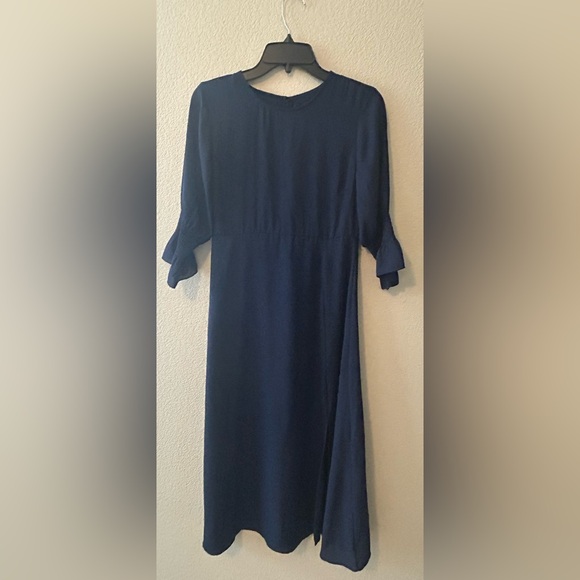 Halogen Ruffle Cuff Midi Dress In Navy Blue Size XS NWT - Picture 2 of 8